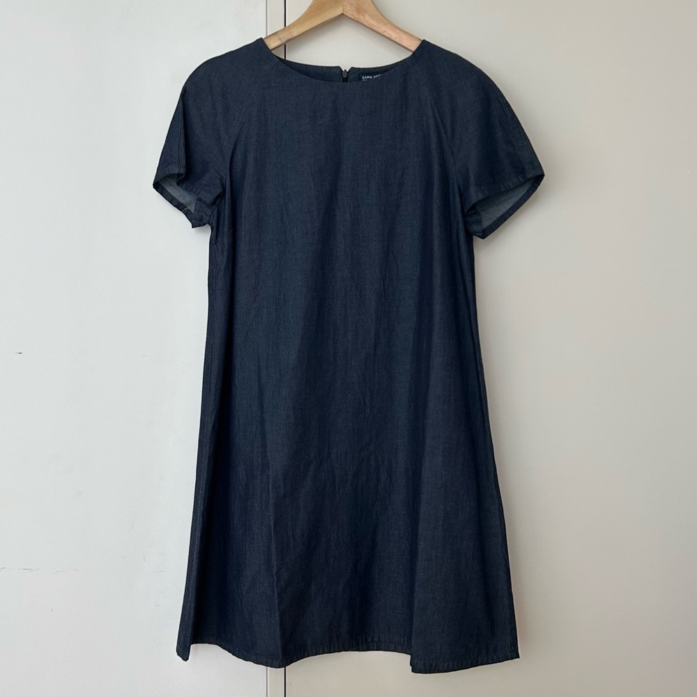 BNWT Zara Women’s Size M Dark Blue Denim Mini Dress